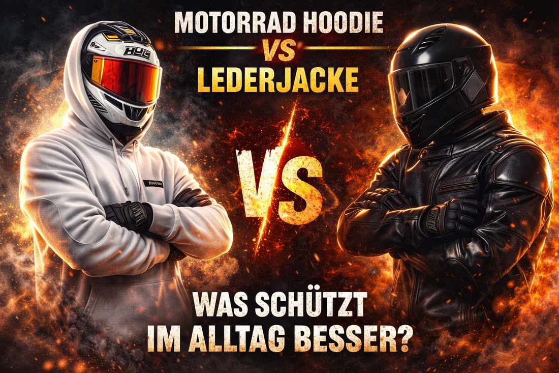 Motorrad Hoodie vs. Lederjacke – was schützt besser?